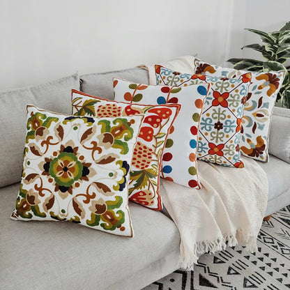 DecorBites™ Boho Farmhouse Floral Square Pillow Cover Set of 2