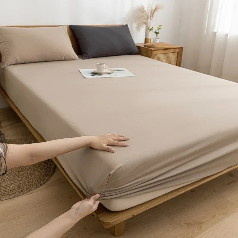 DecorBites™ Cotton Fitted Sheet with Elastic Bands for Single Double King Queen Bed
