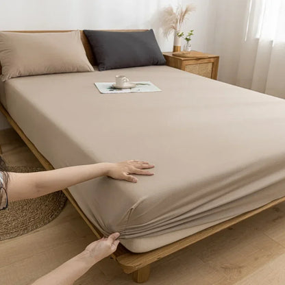 DecorBites™ Cotton Fitted Sheet with Elastic Bands for Single Double King Queen Bed