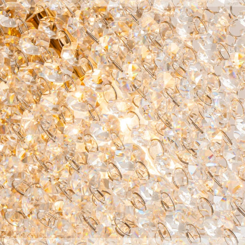 DecorBites™ Crystal Chandelier: Luxury Gold Ceiling Light Fixture for Living Room, Bedroom - LED Square Design
