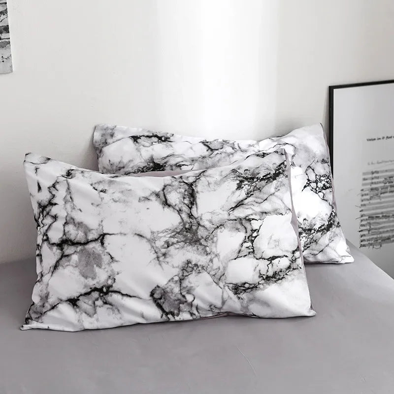 Decobites Marble Print Duvet Cover Set - Soft Comfortable Bedding Set