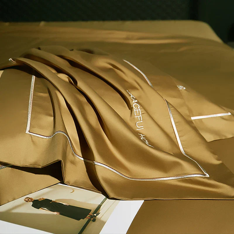 DecorBites™ 1000TC Egyptian Cotton Embroidery Bedding Set with Duvet Cover, Sheet, Pillowcase