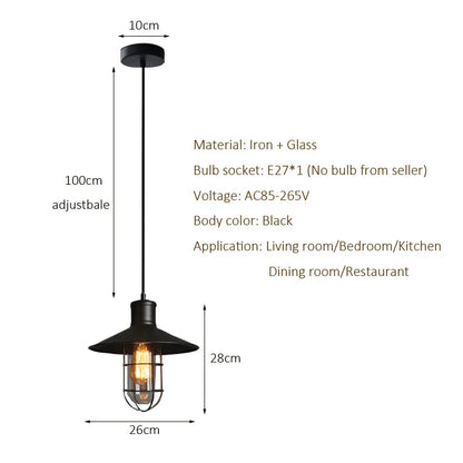 DecorBites™ Bird Cage Industrial Chandelier: Retro Black Pendant Light for Restaurant and Bar
