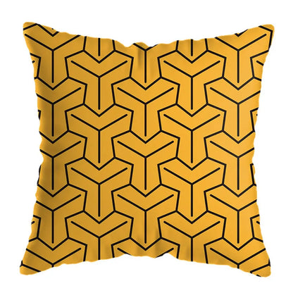 غطاء وسادة مطبوع عليه غزال هندسي من DecorBites™ مقاس 45×45 سم - ديكور منزلي أصفر