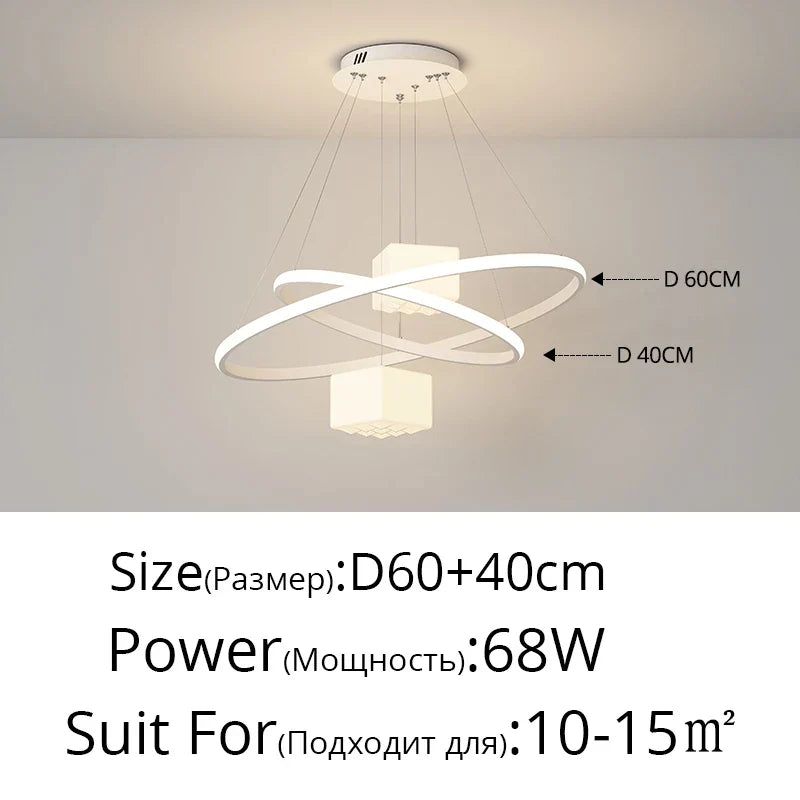 LED Modern Kitchen Chandelier 2-Ring Dimmable