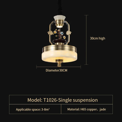 DecorBites™ All Copper Jade Chandelier for Living Room, Villa Duplex Multi-storey Lighting