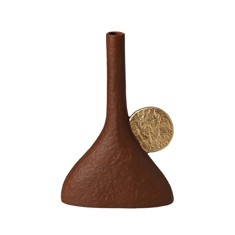 DecorBites™ Jarrón de cerámica con forma de triángulo geométrico para arreglos florales, decoración artística para el hogar