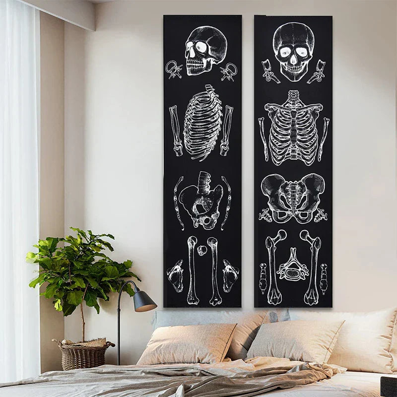 Decobites Skull Tapestry: Psychedelic Skeleton Hippie Wall Hanging & Mandala Art