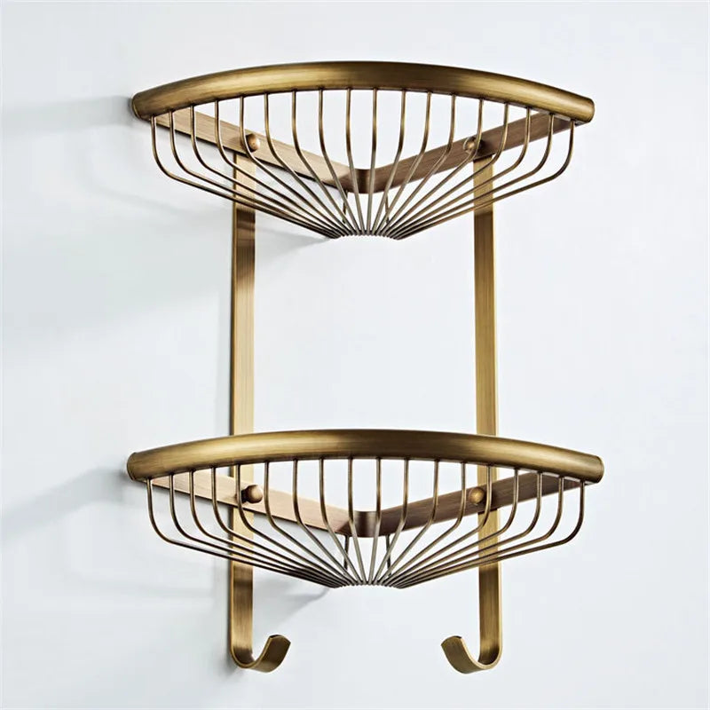 DecorBites™ Antique Bronze Bathroom Accessory Set: Shelf, Towel Rack, Holder, Brush, Hanger, Hook