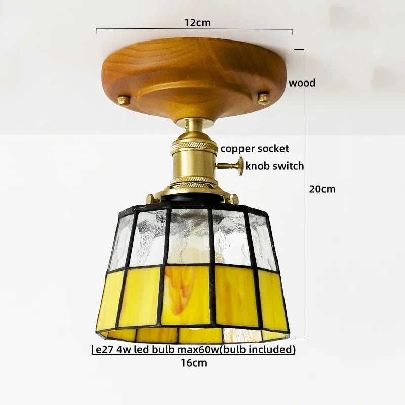 Decorbites™ Grüne Glas LED Deckenleuchte Nordisch Holz Kupfer Deckenlichter