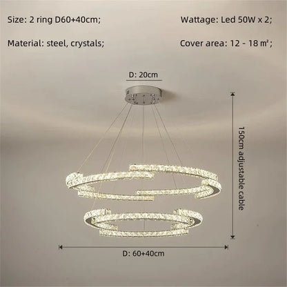 DecorBites™ Crystal LED Chandelier Pendant Light Modern Luxury Foyer Ceiling Lamp