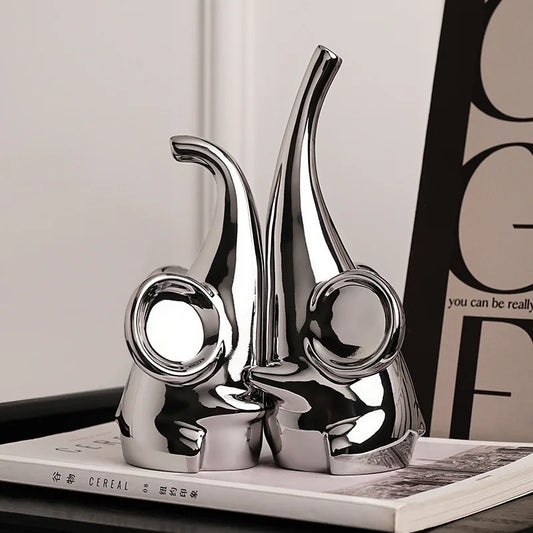 DecorBites™ Elephant Sculpture: Ceramic Nordic Decor for Home & Office Shelving