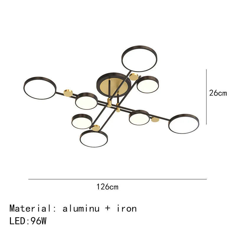Decorbites™ Gold Schwarz Metall LED Kronleuchter – Minimalistisches 3-Farbtemperatur-Beleuchtung für Wohnzimmer und Restaurant