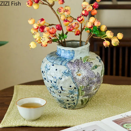 DecorBites™ Ceramic Vase with Artificial Flowers - Room Aesthetic Decor