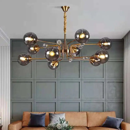 DecorBites™ Glass Bubble Chandelier: Luxury LED Glass Ball Suspension Lamp for Living Room, Bedroom, and Shop
