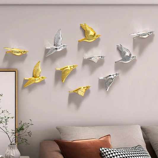 DecorBites™ Estatua de pájaro 3D de resina para decoración de pared en habitación infantil - Figura decorativa de animal