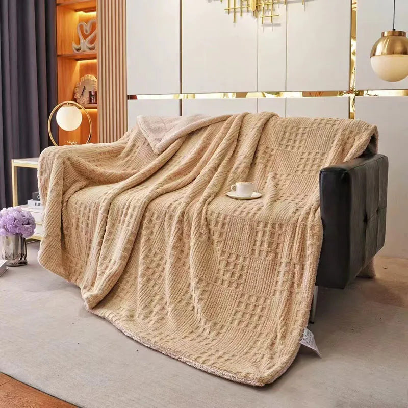 Decorbites™ Zweilagige Korallenfleece-Decke: Hochwertig, einfarbig, gemütliche Lammwolle für Bett, Sofa