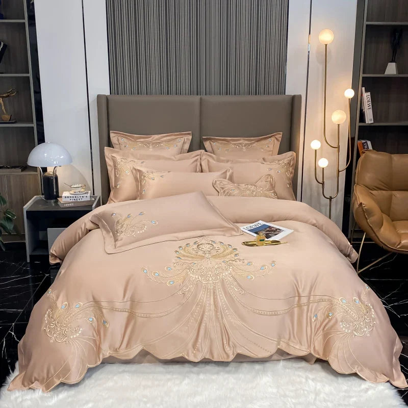 Gold Feather Cotton Bedding