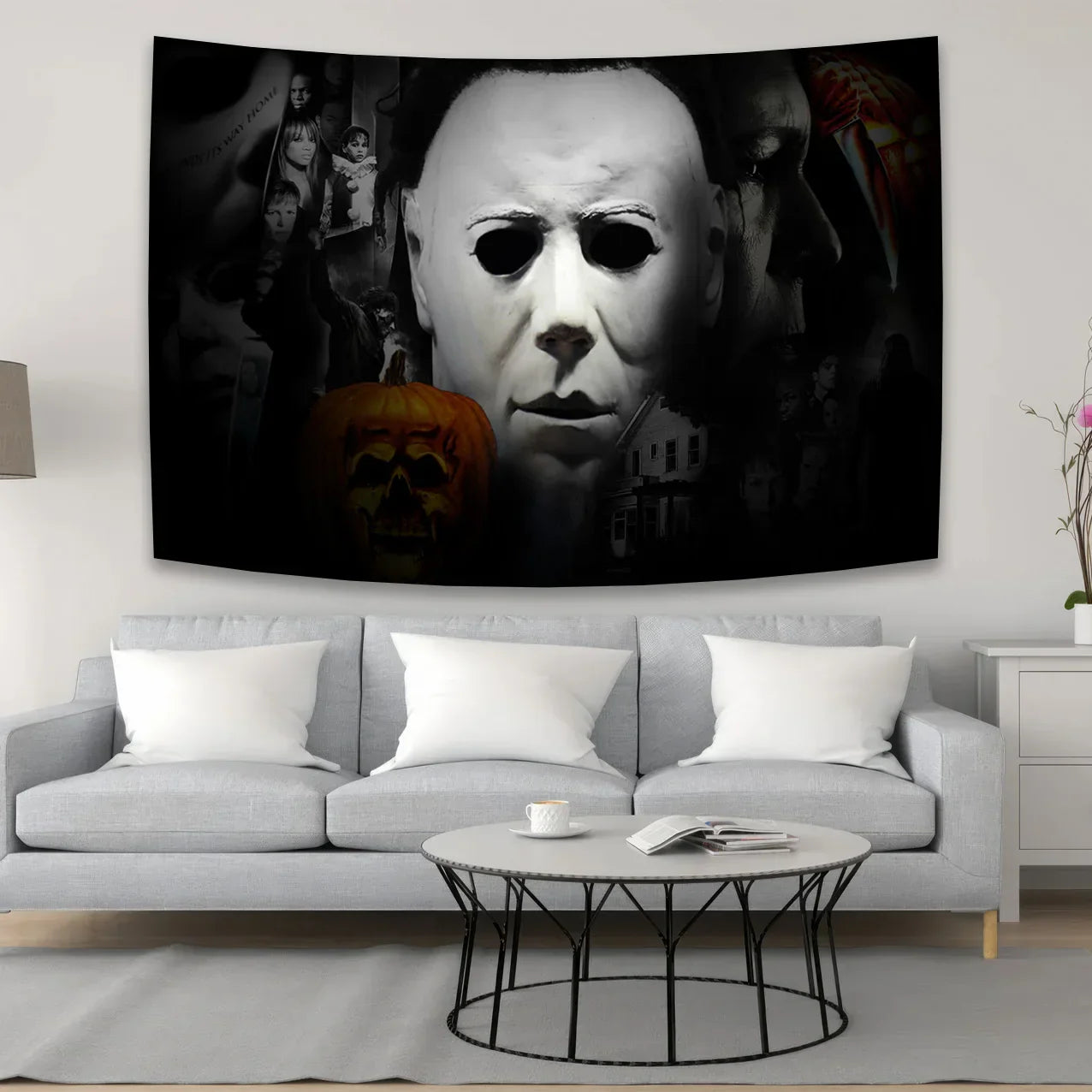 Halloween Michael Myers Tapestry by Decobites: Horror Movie Aesthetic Room Decor & Background.