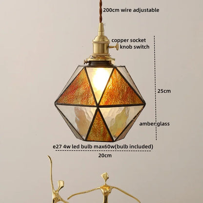 DecorBites™ Glass Copper Pendant Light Modern LED Hanging Light for Home Decor