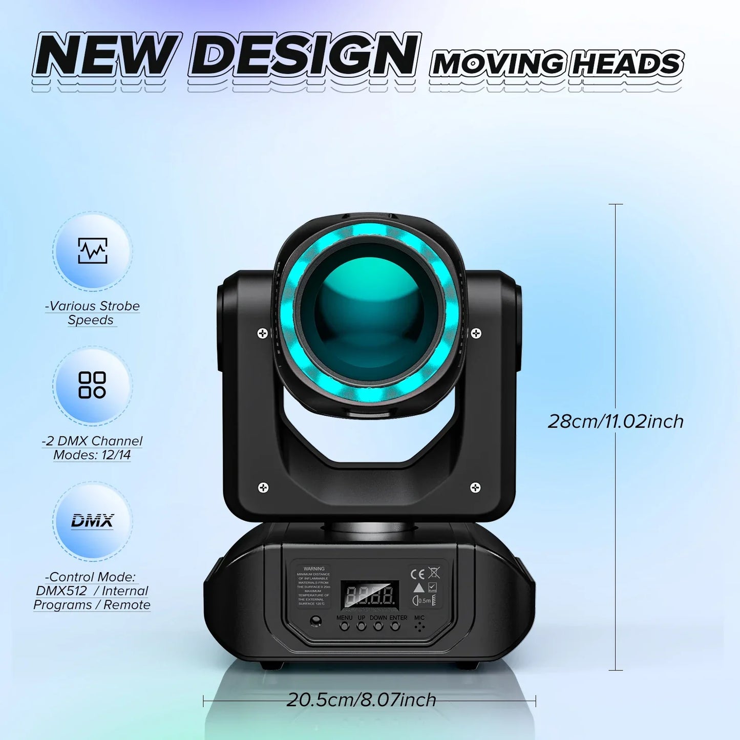 DecorBites™ LED Moving Head Light with 10 Gobos & Remote Control for Events