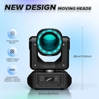DecorBites™ LED Moving Head Light with 10 Gobos & Remote Control for Events
