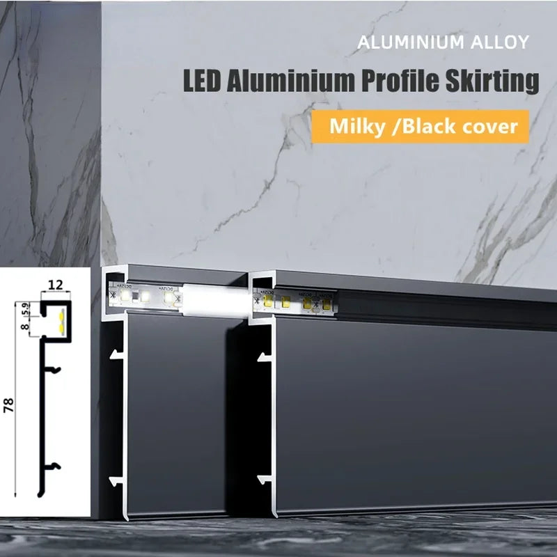 Decorbites™ Perfil de Aluminio LED para Rodapié Base 1M/2M Barra de Luz Lineal para Montaje en Superficie en Zócalos