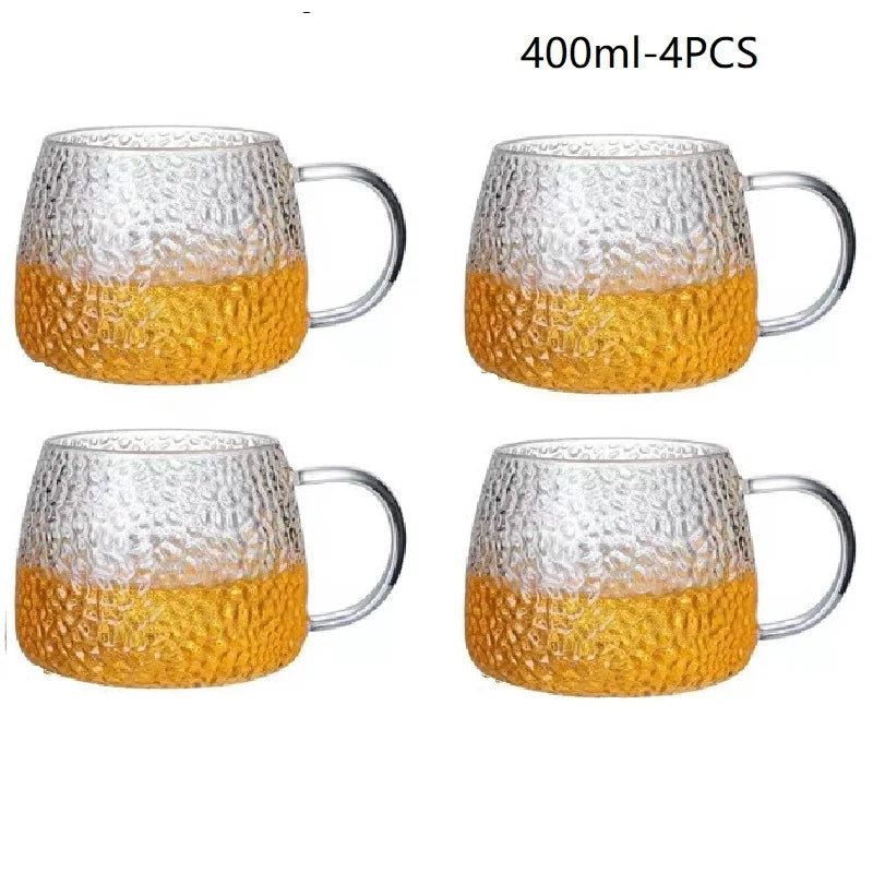 Vaso de agua de vidrio borosilicato DecorBites™ con asa - Vaso aislante térmico para té de limón y zumo