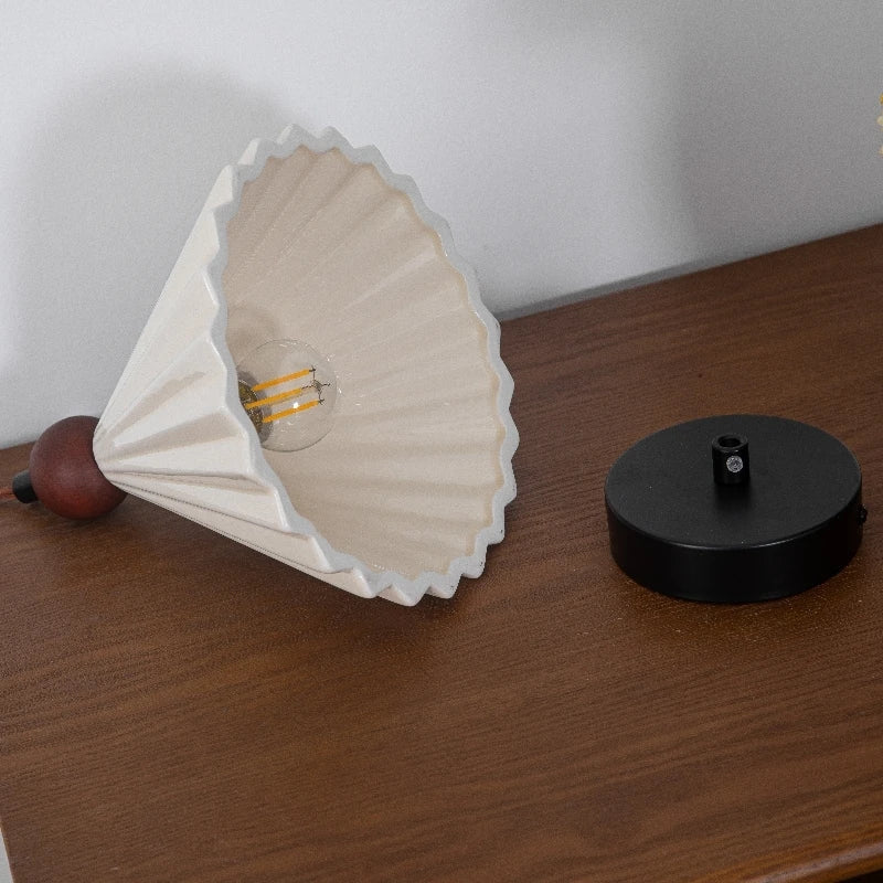 DecorBites™ Ceramic Wood Pendant Lamp LED Hanging Light Fixture for Modern Home Decor