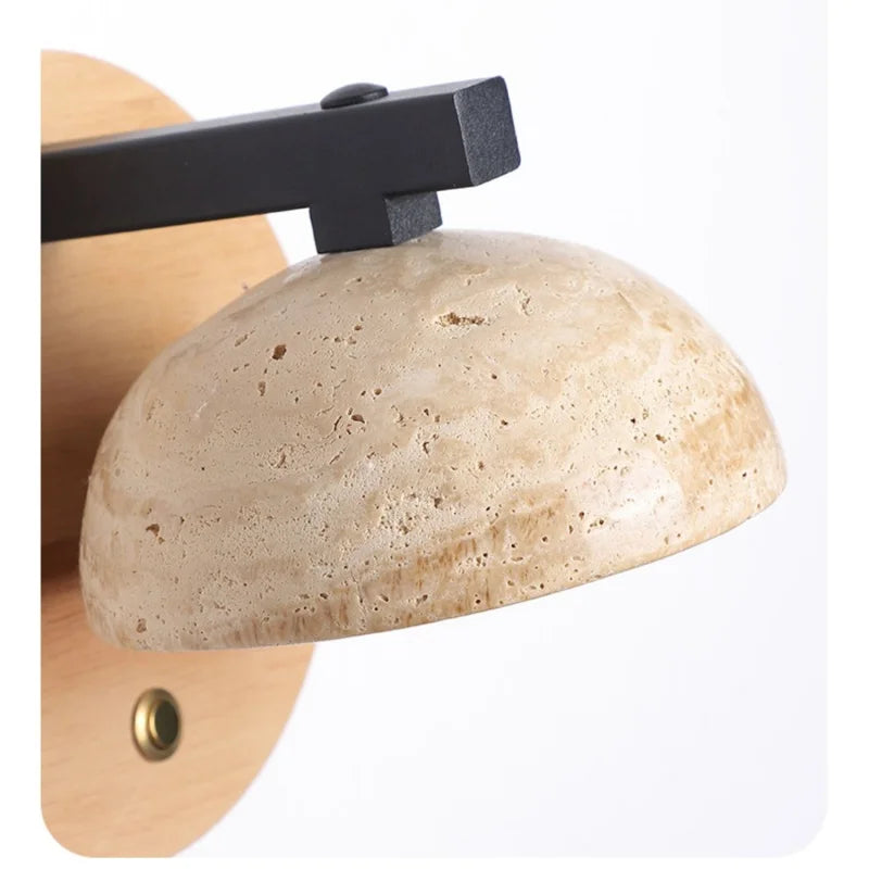 DecorBites™ Black Iron LED Wall Light Fixture Coffee Nordic Modern Natural Wood Bedside Lamp