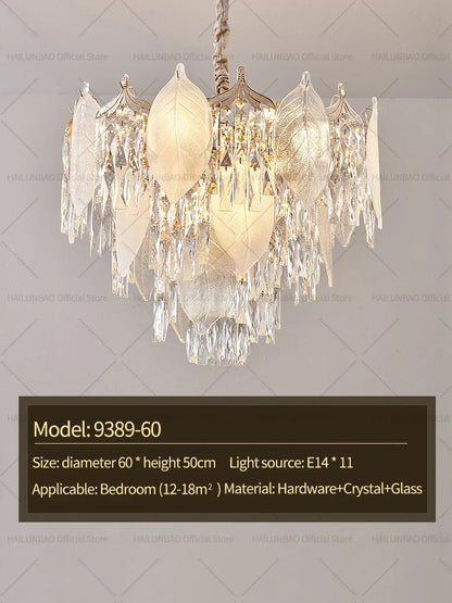 DecorBites™ Crystal Leaves Chandelier: Elegant Postmodern Lighting for Living Room, Dining Room, Bedroom