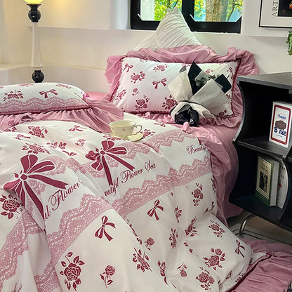 DecorBites™ Lace Printed Duvet Cover Set - Elegant, Cozy Bedding for Single & Double Beds