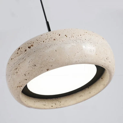 Lámpara colgante LED DecorBites™ Wabi Sabi de hierro negro - Travertino amarillo