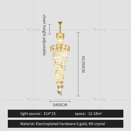 DecorBites™ Crystal Chandelier: Modern Minimalist Duplex Living Room Luxury Light