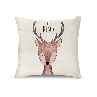 DecorBites™ Cartoon Animal Linen Pillowcase | Home Decor Throw Pillow Covers for Sofa