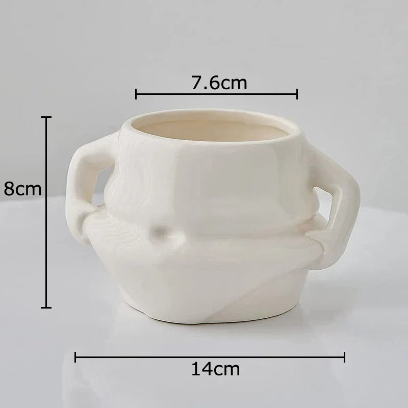 DecorBites™ Big Belly Ceramic Mug Set for Dining Table, Coffee, Tea, and Juice