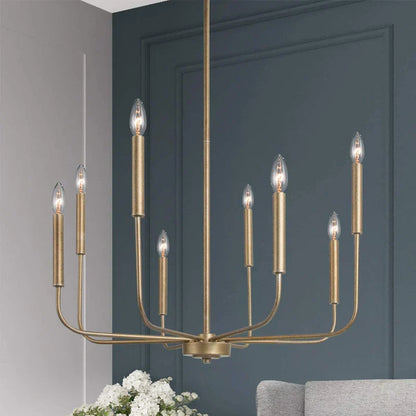 DecorBites™ LED Gold & Black Candle Chandelier: Modern American Living Room Hanging Light