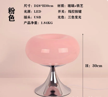 DecorBites™ Glass Bauhaus LED Table Lamp for Warm Living Room, Bedroom, Study & Work