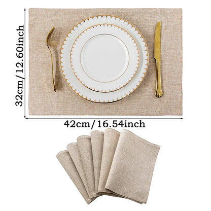 DecorBites™ Dog Cat Pattern Cotton Linen Dining Table Mats 32*42cm