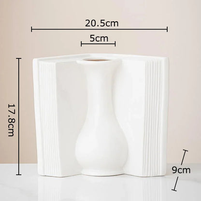 DecorBites™ Jarrón decorativo de escritorio con flores creativas | Decoración floral artificial para habitaciones estéticas