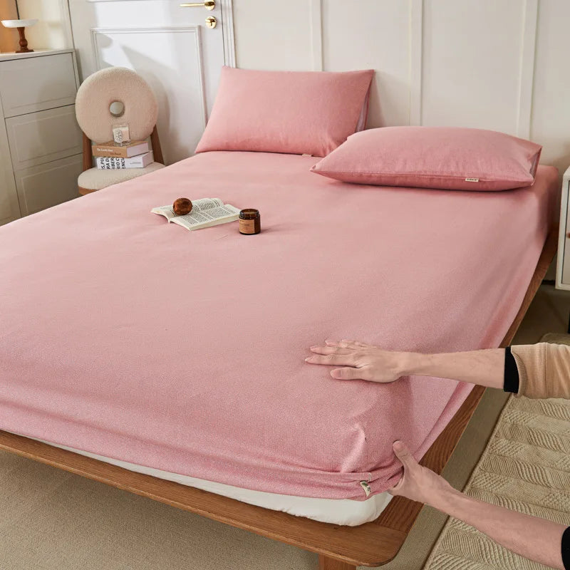 DecorBites™ Coarse Cotton Queen Fitted Sheet: Comfortable, Durable Maternal Child Bedding