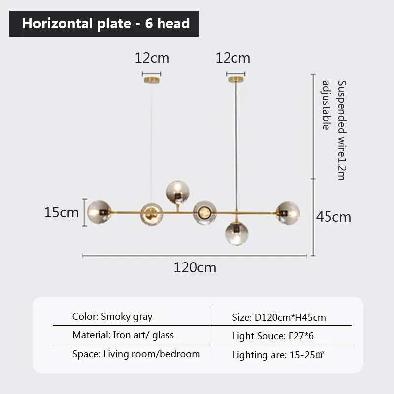 DecorBites™ LED Glass Pendant Chandelier: Modern Nordic Style for Dining Room, Bedroom Decor