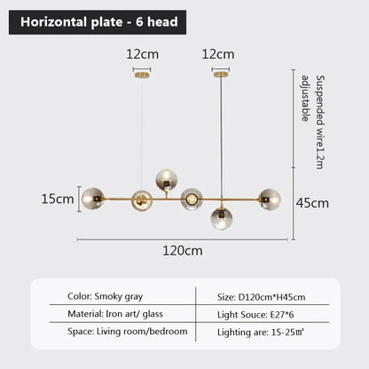 DecorBites™ LED Glass Pendant Chandelier: Modern Nordic Style for Dining Room, Bedroom Decor