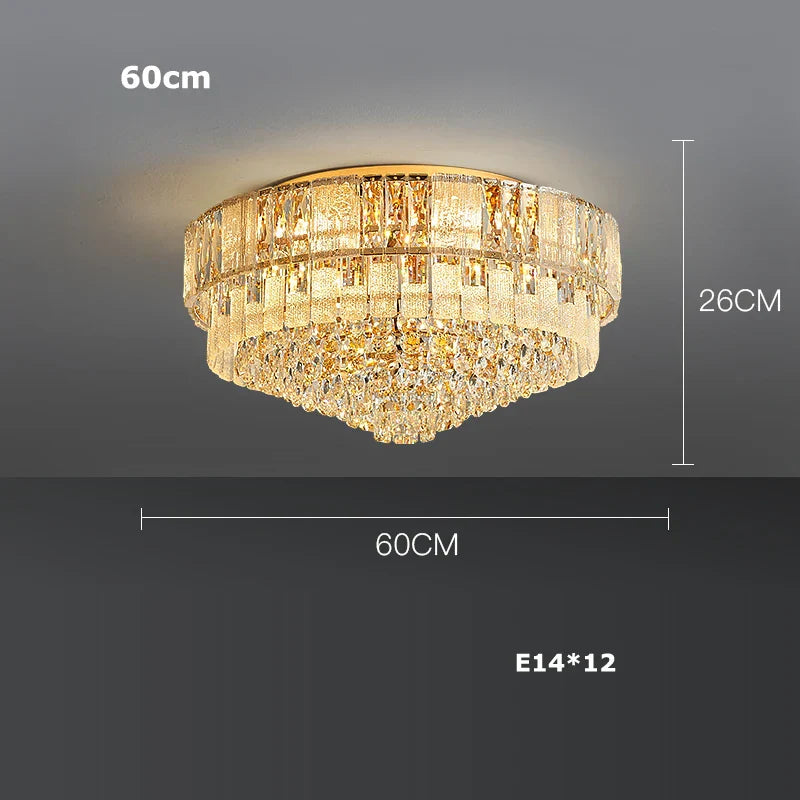 DecorBites™ K9 Crystal Gold Chandelier Lighting for Living Room