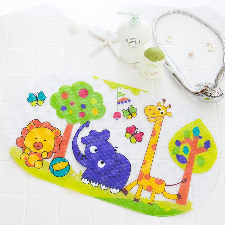 Decobites Cartoon Non-Slip Bathroom Mat with Suction Cup for Child Bathtub Eco-Friendly