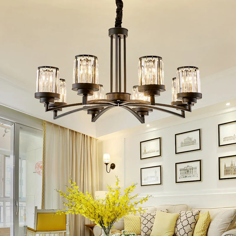 DecorBites™ Black Art Crystal Chandelier for Luxury Living Room Bedroom Lighting Fixtures