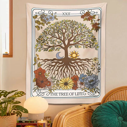 Decobites Tree of Life Tarot Tapestry Wall Hanging for Mystical Forest Vibes