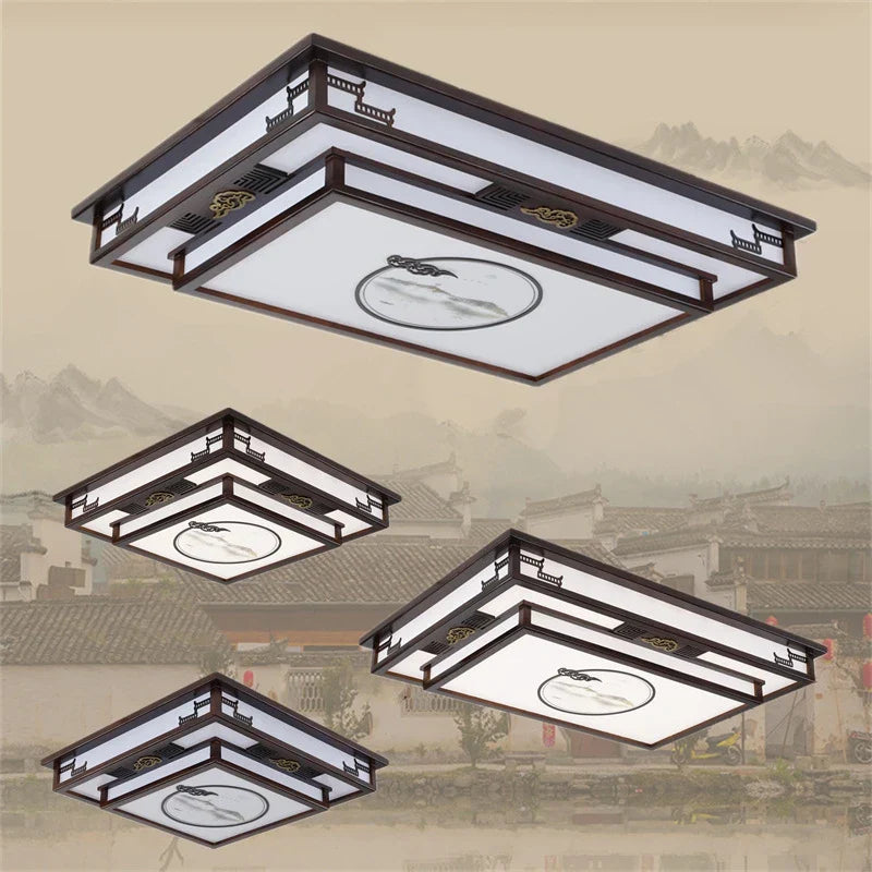 ديكوربايتس™ مصباح سقف LED من الخشب الصلب على الطراز العتيق لغرفة المعيشة وغرفة النوم والدراسة