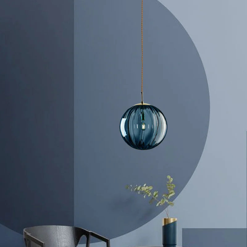 Nordic Glass Globe Pendant Light With Iron Finish