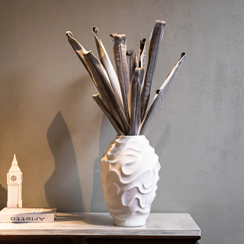 مزهرية خزفية حلزونية هندسية من DecorBites™، أصيص زهور، طبق فاكهة، إكسسوارات ديكور منزلي